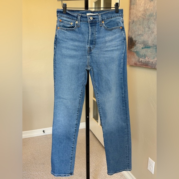 Levi’s Wedgie Straight High Rise Jeans Womens Size 28 Blue Denim New Stretch - Picture 1 of 5